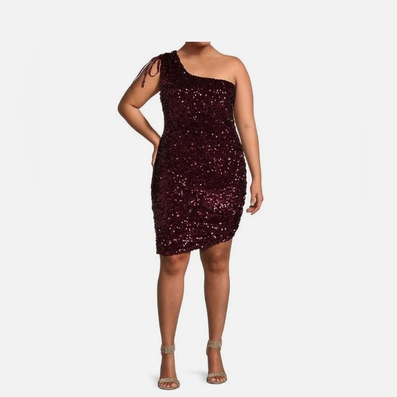 COPY - NWT B. Darlin Sequined One Shoulder Dress - Picture 1 of 4